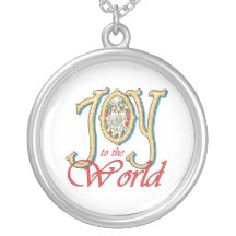 Joy to the World with Stained Glass Nativity Personalized Necklace
