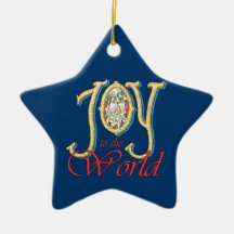 Joy to the World with Stained Glass Nativity Christmas Ornament