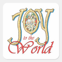 Joy to the World with Stained Glass Nativity Sticker