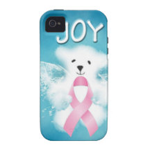 JOY White Angel Teddy Bear Pink Ribbon Case For The iPhone 4