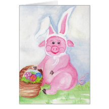 Joyeuses Pâques de la carte de porc de Pâques
