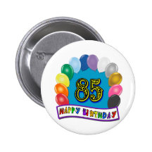 Joyeux 85th anniversaire avec des ballons pin's avec agrafe