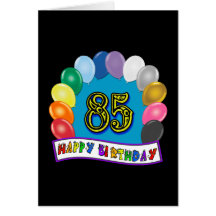 Joyeux 85th anniversaire avec des ballons carte de vœux