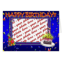 Joyeux anniversaire avec le cadre de photo de conf carte de vœux
