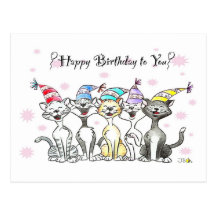 Joyeux anniversaire (chats de chant) carte postale