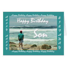 Joyeux anniversaire de FILS - homme et ressacs Cartes De Vœux