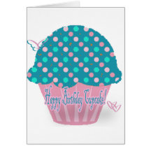 Joyeux anniversaire de petit gâteau bleu carte de vœux