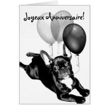 Joyeux Anniversaire French Bulldog Greeting card