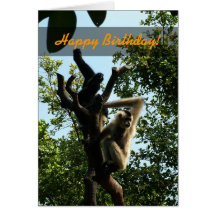 Joyeux anniversaire, singe sur un arbre carte de vœux