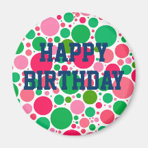 Joyeux anniversaire sur l'aimant rose et vert de t