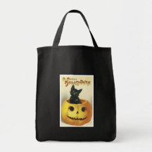 Joyeux chat démodé de Halloween Sac Fourre-tout