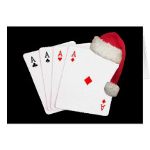 Joyeux Noël de 4 as avec la carte de casquette de 
