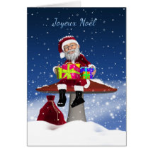 Joyeux Noel - French Christmas Card With Santa