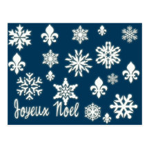 Joyeux Noel with Snowflakes Cards, Postcards