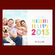Joyeux photocard 2013 heureux de rayures colorées invitations