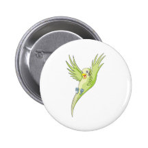 Joyful Budgerigar Budgie Button