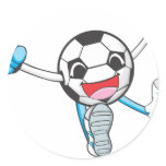Joyful Soccer Player Jumping Sticker