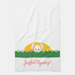 Joyful Spring Peeking Bunny Decorative Towel