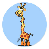 Joyfull Giraffe Round Sticker