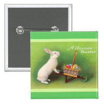 Joyous Easter Rabbit Basket Eggs buttons