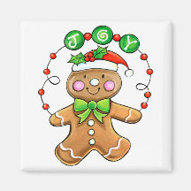 Joyous Gingerbread Man Refrigerator Magnet