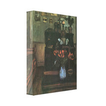 Jozsef Rippl-Ronai - Dawn in an intimate room Stretched Canvas Print