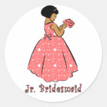 Jr Bridesmaid in Coral Round Stickers