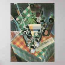Juan Gris - Still Life with checked tablecloth Print