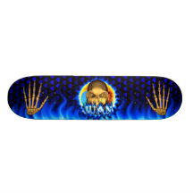 Juan skull blue fire Skatersollie skateboard