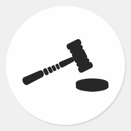 Judge hammer classic round sticker Zazzle