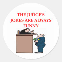 judge jokes round sticker