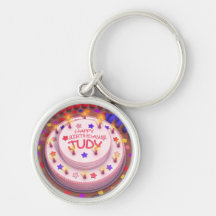 Judy's Birthday Cake Key Chain