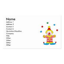 Juggling cartoon party clown business card template