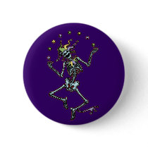 Juggling Jester Skeleton Pinback Buttons