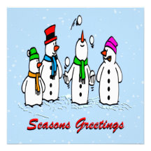 Juggling Snowmen Christmas Invitation