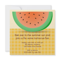 Juicy watermelon slice gingham summer picnic party announcements
