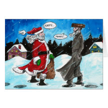 Juif Hasidic de rencontres de Père Noël Cartes De Vœux