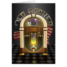 Jukebox Old Rocker Customizable Greetings Card