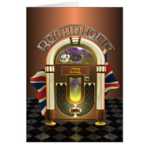 Jukebox Rockaholic UK Customizable Greetings Card
