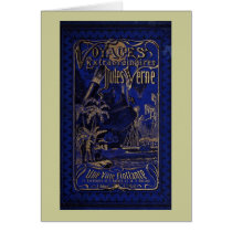 Jules Verne A Floating City Antique Book Cover Greeting Cards