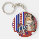 July 4t Firecracker - Australian Shepherd Keychains