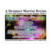 July 4th Firecracker Martini Recipe Postcard