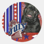 July 4th Firecracker - Pug Round Stickers