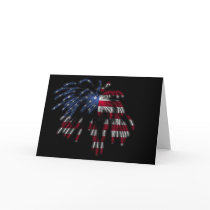 July 4th Fireworks & the American Flag in Lights Card
