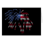 July 4th Fireworks & the American Flag in Lights Card