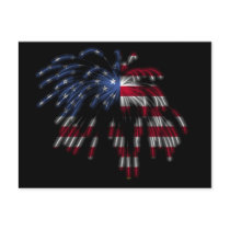 July 4th Fireworks & the American Flag in Lights Post Cards