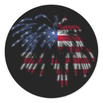 July 4th Fireworks & the American Flag in Lights Sticker