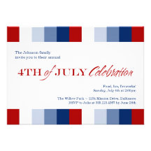July 4th red white blue Independence celebration Personalized Invites