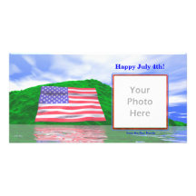 July 4th - U.S. Flag Landscape Photo Greeting Card