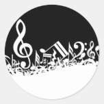 Jumble of Musical Symbols Round Stickers